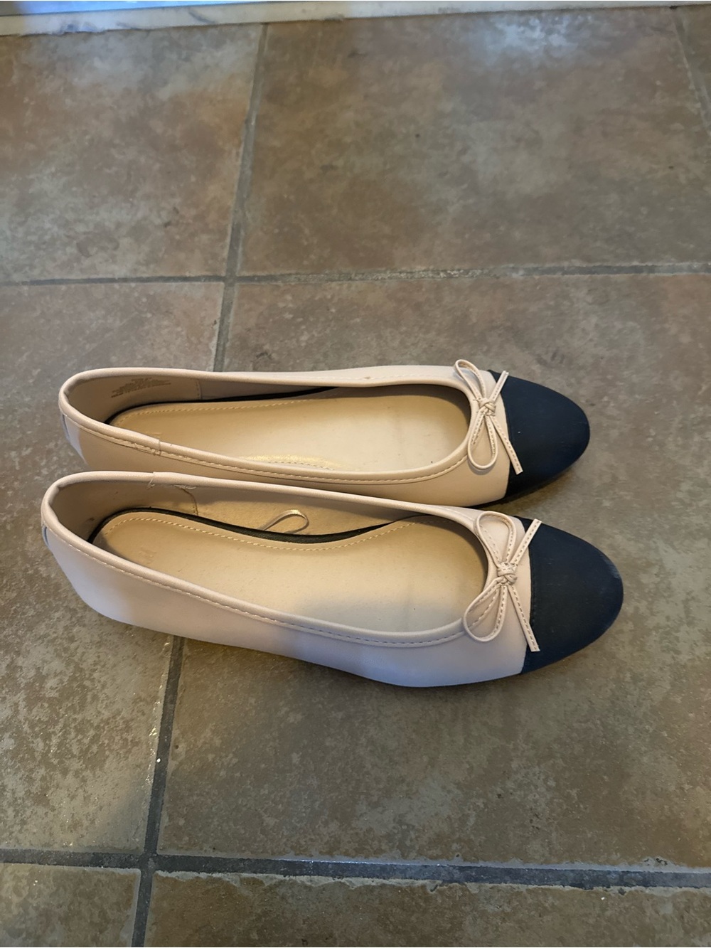 H&M Two-Tone Ballet Flats in Beige and Black